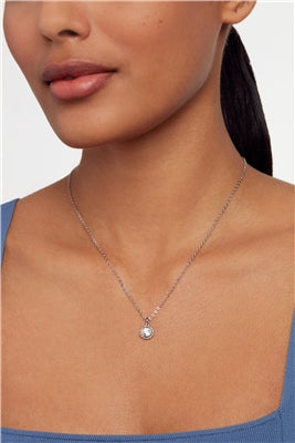 Soltell Silver Tone Solitaire Halo Necklace