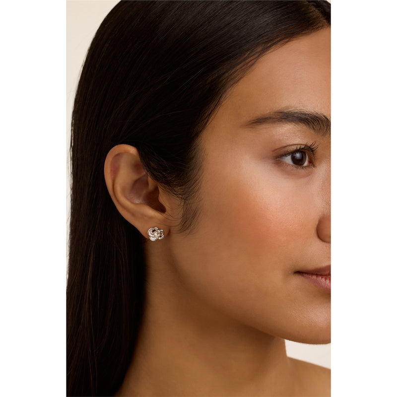 Florine Crystal Flower Silver Stud Earrings