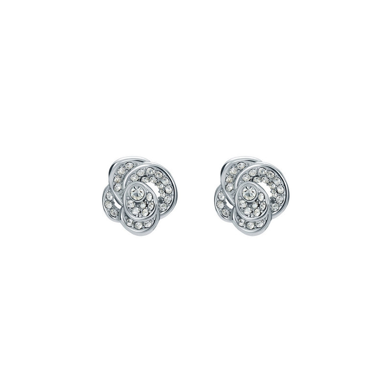 Florine Crystal Flower Silver Stud Earrings