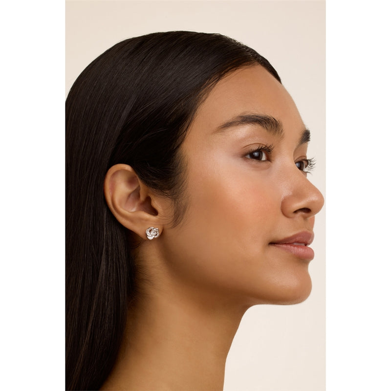 Florine Crystal Flower Silver Stud Earrings