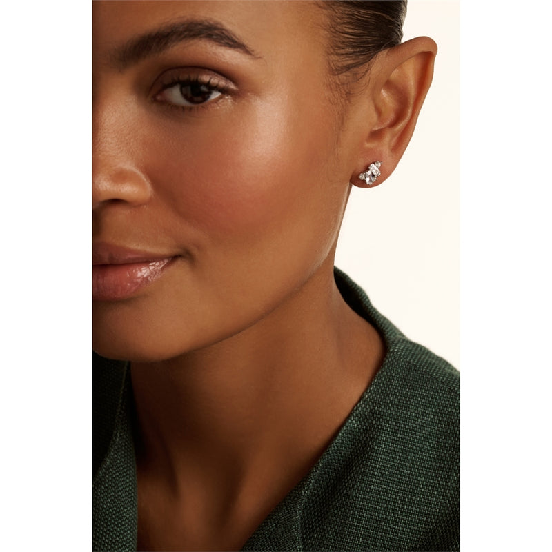 Clarice Crystal Cluster Silver Tone Studs