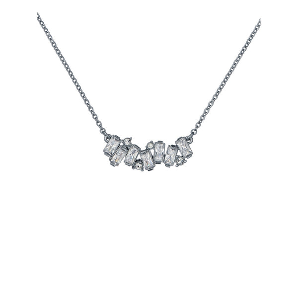 Clarita Silver Crystal Cluster Necklace