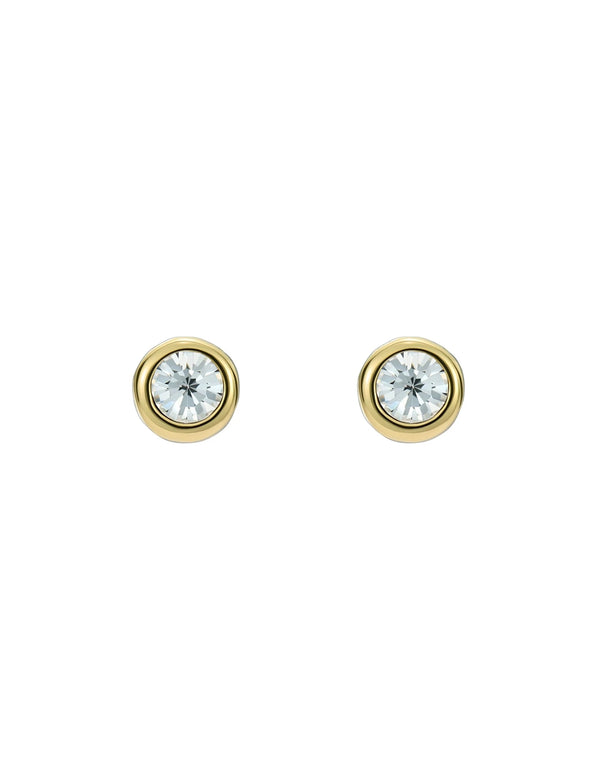 Sinee White Crystal Stud Earrings, Gold Tone