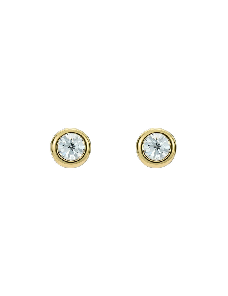 Sinee White Crystal Stud Earrings, Gold Tone