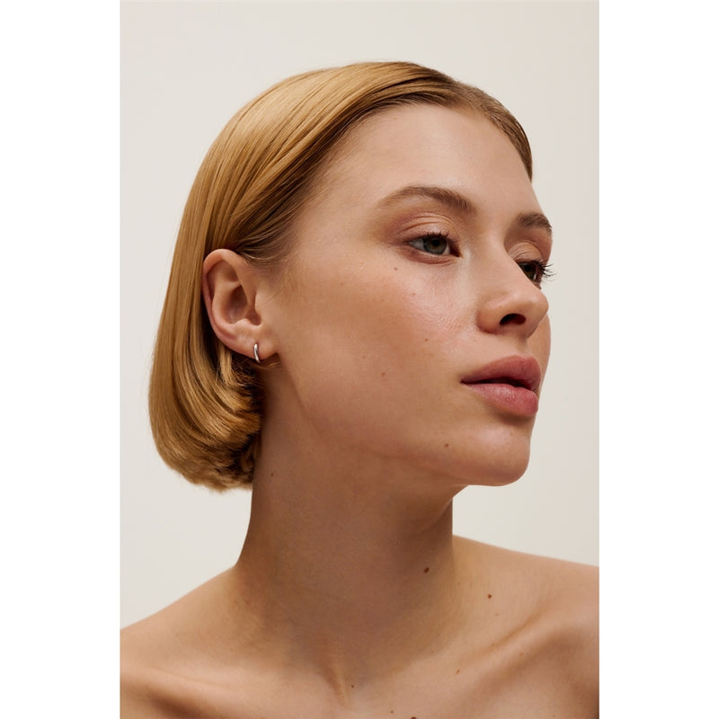 Crisete Logo Silver Tone Hoops 10mm
