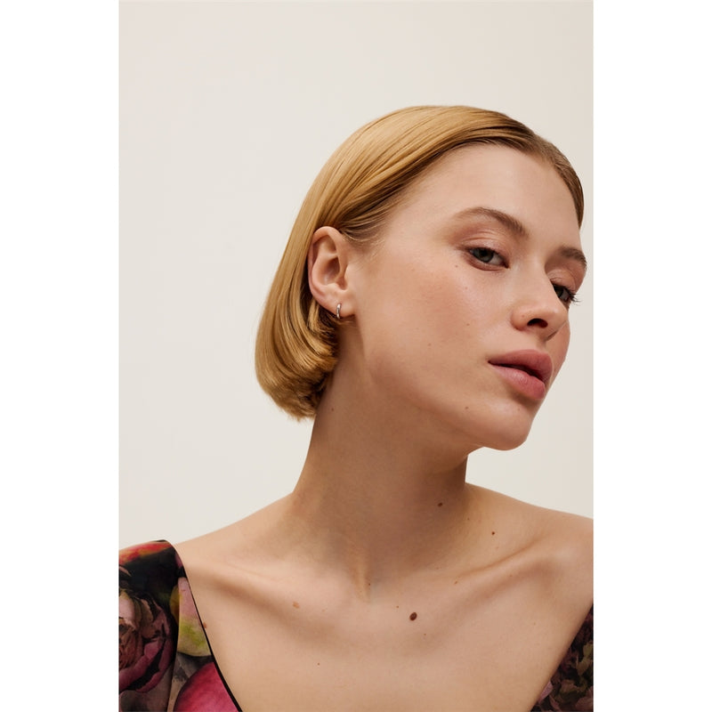 Crisete Logo Silver Tone Hoops 10mm