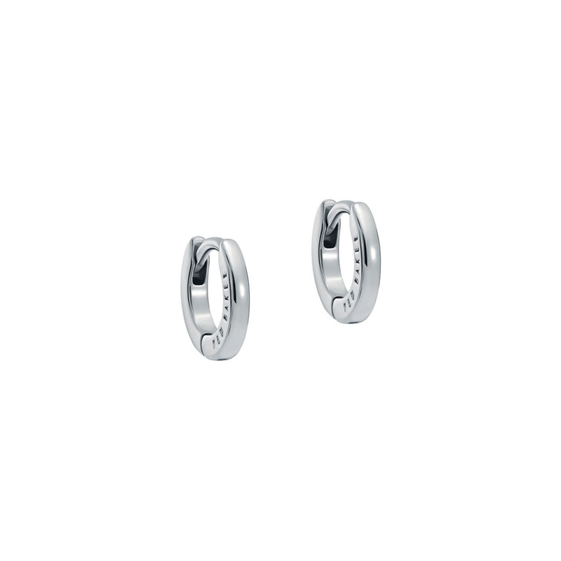 Crisete Logo Silver Tone Hoops 10mm