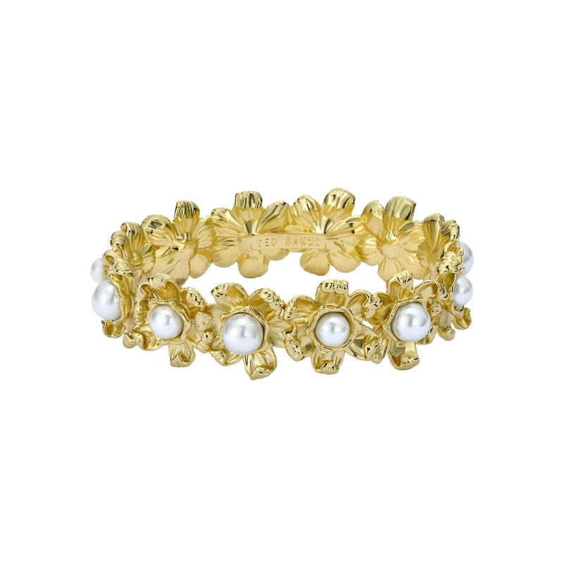 Darell Daisy Pearl Bangle Gold Tone