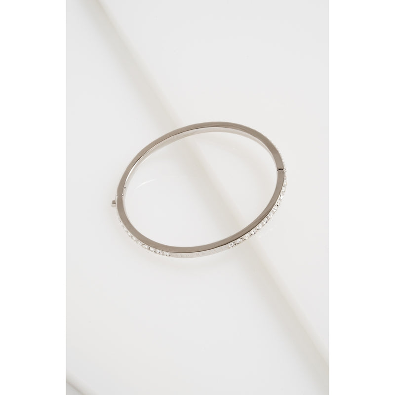 Claudia Pavé Hinged Bangle Silver Tone