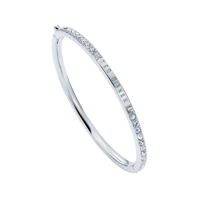 Claudia Pavé Hinged Bangle Silver Tone