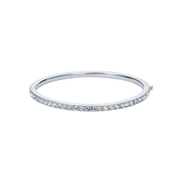 Claudia Pavé Hinged Bangle Silver Tone