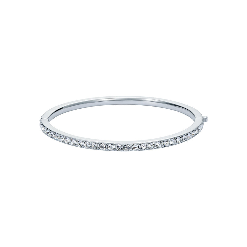 Claudia Pavé Hinged Bangle Silver Tone