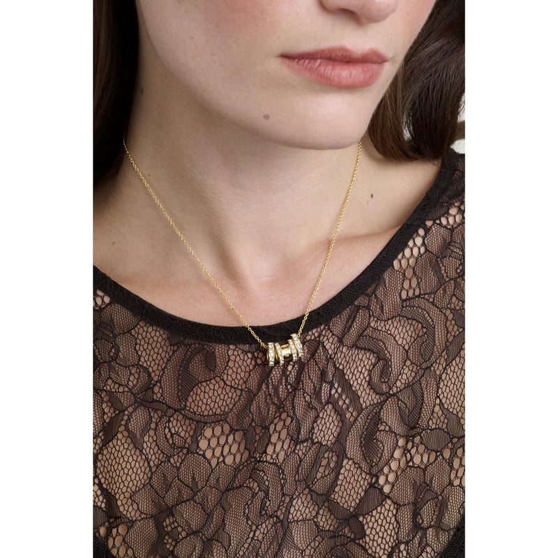 Romie Crystal Roll Necklace Gold Tone