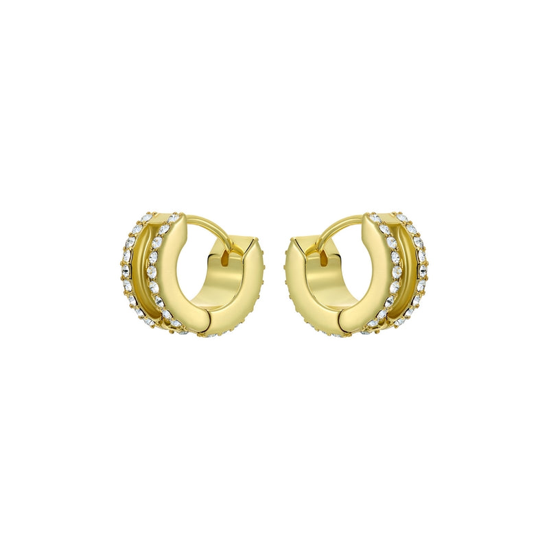 Rosie Crystal Roll Huggies Gold Tone