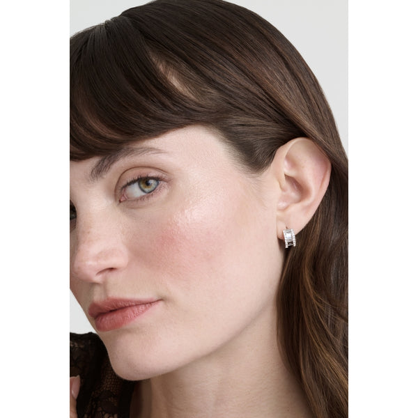 Rosie Crystal Roll Huggies Silver Tone