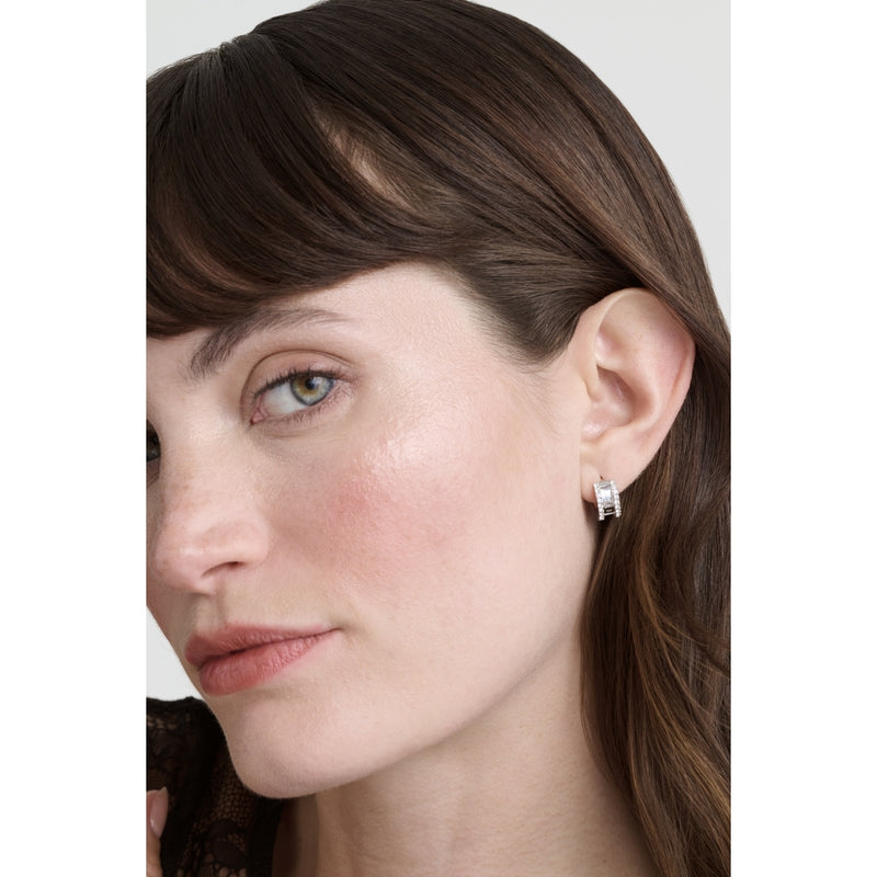 Rosie Crystal Roll Huggies Silver Tone