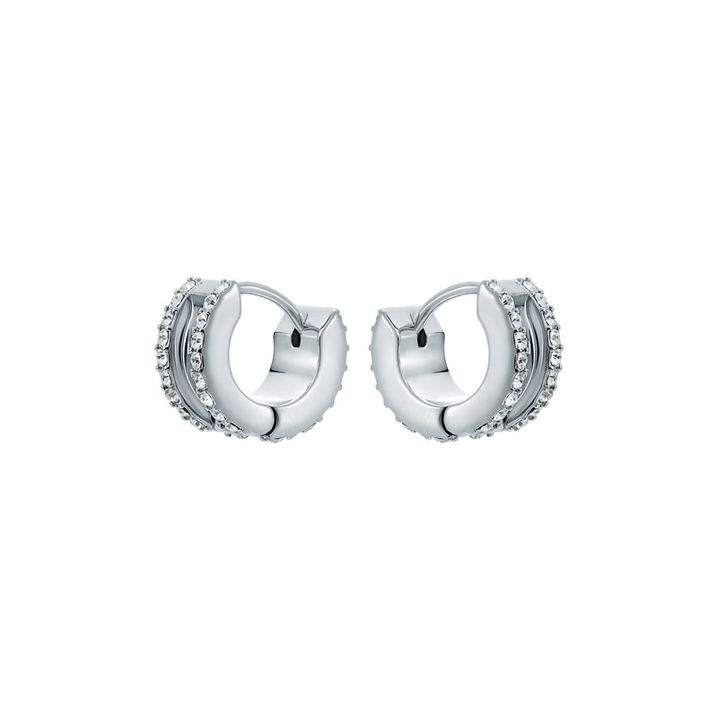 Rosie Crystal Roll Huggies Silver Tone