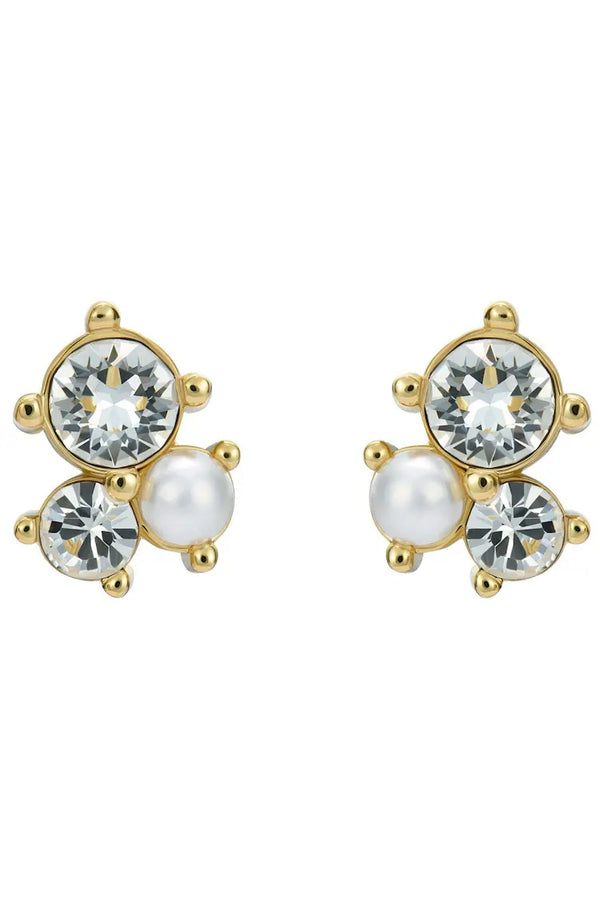 Joyaa Gold Tone Crystal Jewel Cluster Stud Earrings