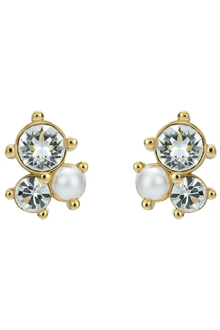 Joyaa Gold Tone Crystal Jewel Cluster Stud Earrings