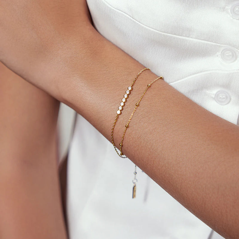 Gold Beaded Chain Bracelet