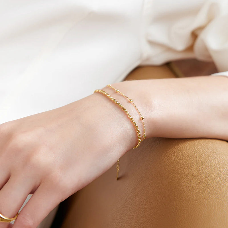 Gold Beaded Chain Bracelet