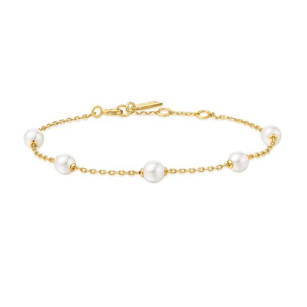 Gold Pearl Station Bracelet