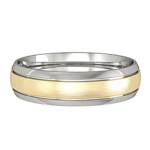 White Gold Essential Court Band with Satin Yellow Gold Insert