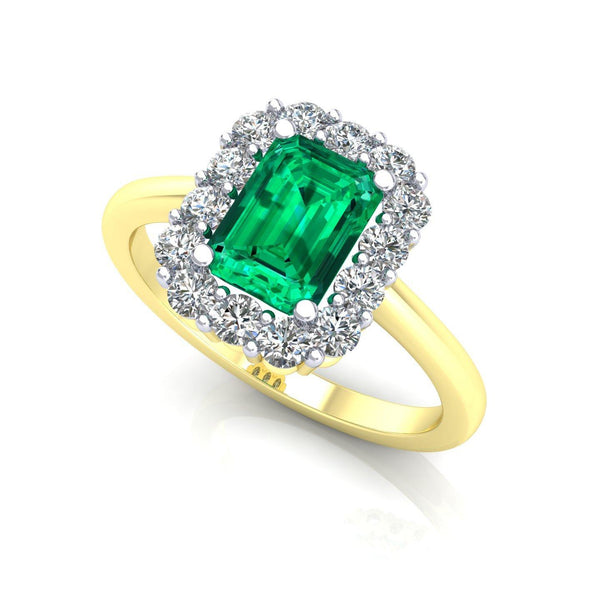 9k Gold Emerald Cut Green & White CZ Ring