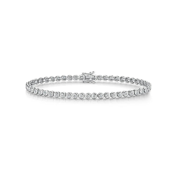 Diamond Tennis Bracelet, Rubbed Over Setting 1.02ct 9ct White Gold