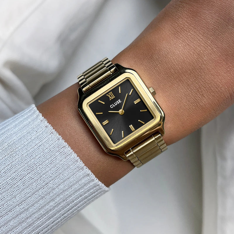 Gracieuse Watch Steel, Black, Gold Colour
