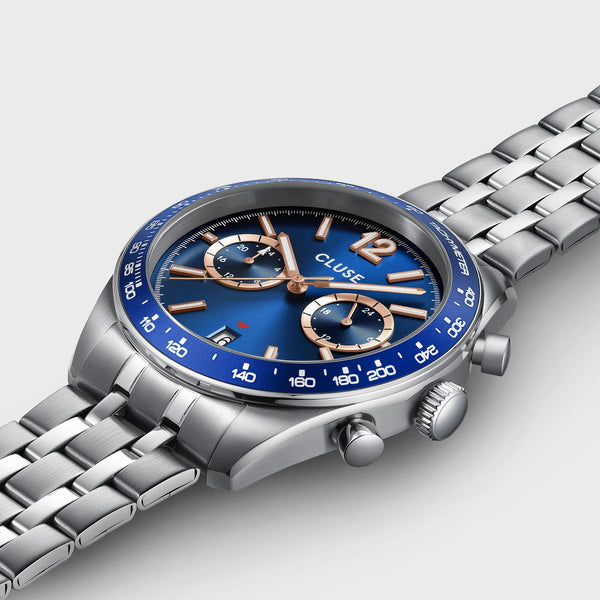 Aravis Dual Timer Watch Steel, Blue, Silver Colour