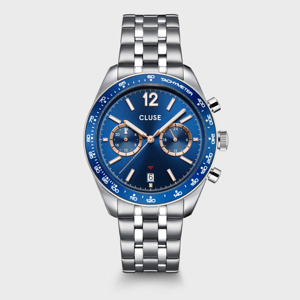 Aravis Dual Timer Watch Steel, Blue, Silver Colour