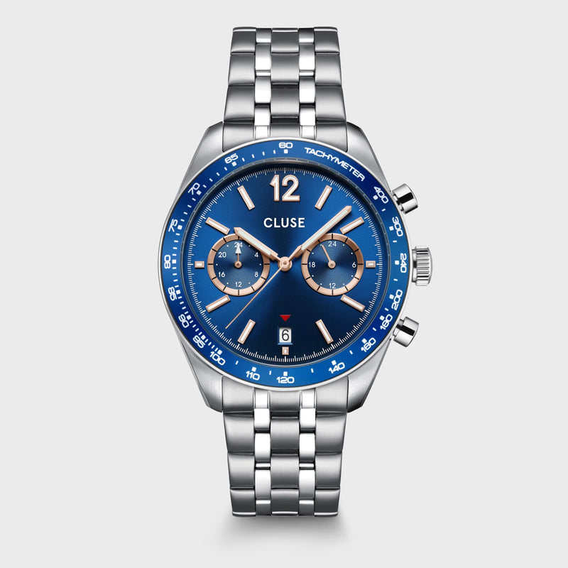 Aravis Dual Timer Watch Steel, Blue, Silver Colour