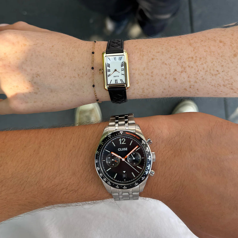 Belisenna Watch Leather, Black Quilted, Gold Colour