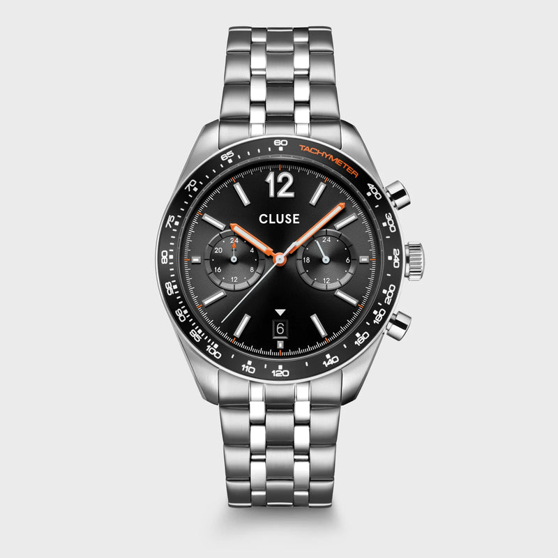 Aravis Dual Timer Watch Steel, Black, Silver Colour