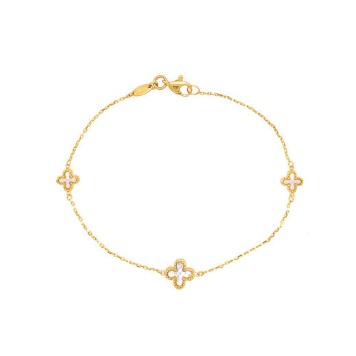 Mother of Pearl Cross Bracelet 9ct Yellow Gold