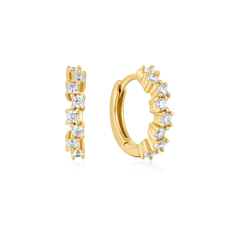 Zoom Gold Sparkle Cluster Huggie Hoop Earrings