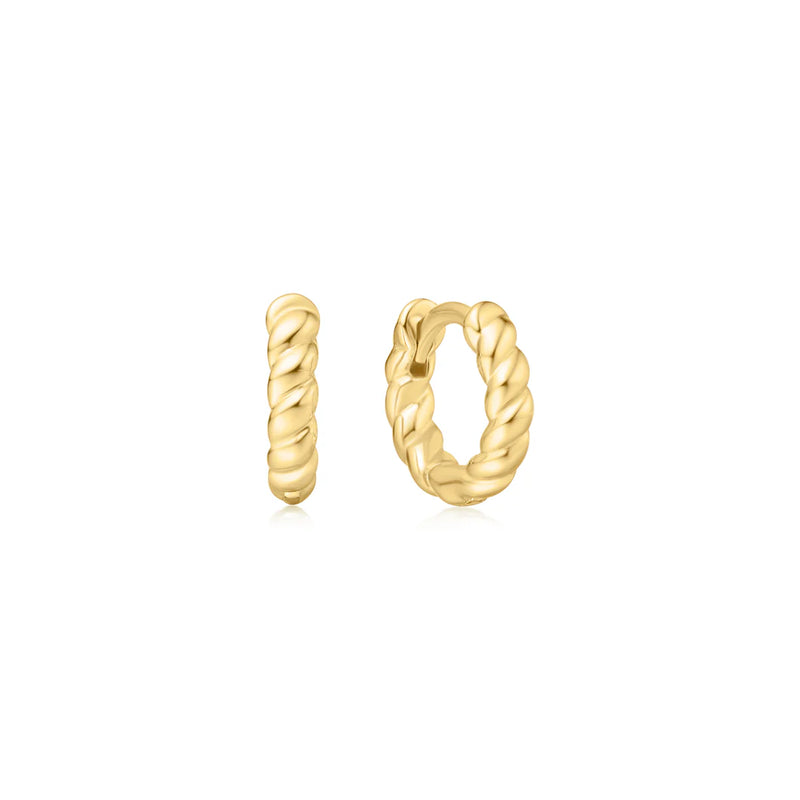 Gold Texture Small Huggie Hoop Earrings