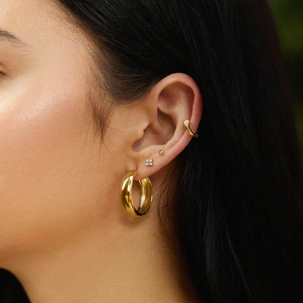 Gold Chubby Large Huggie Hoop Earrings