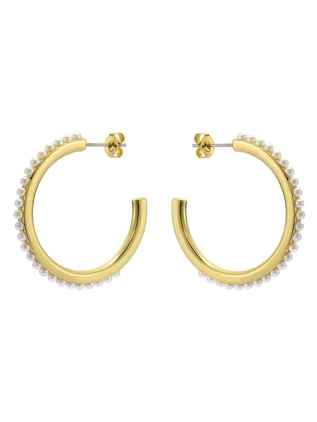 Peraa: Medium Pearl Hoop Earrings