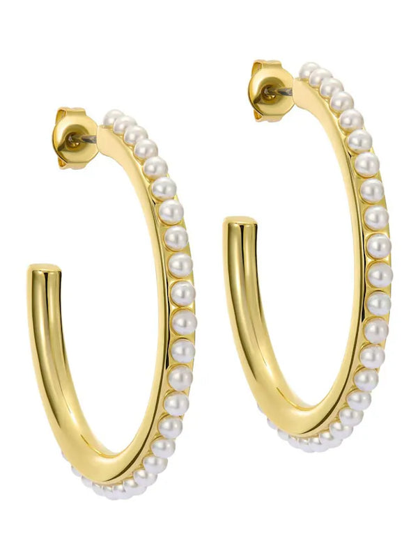 Peraa: Medium Pearl Hoop Earrings