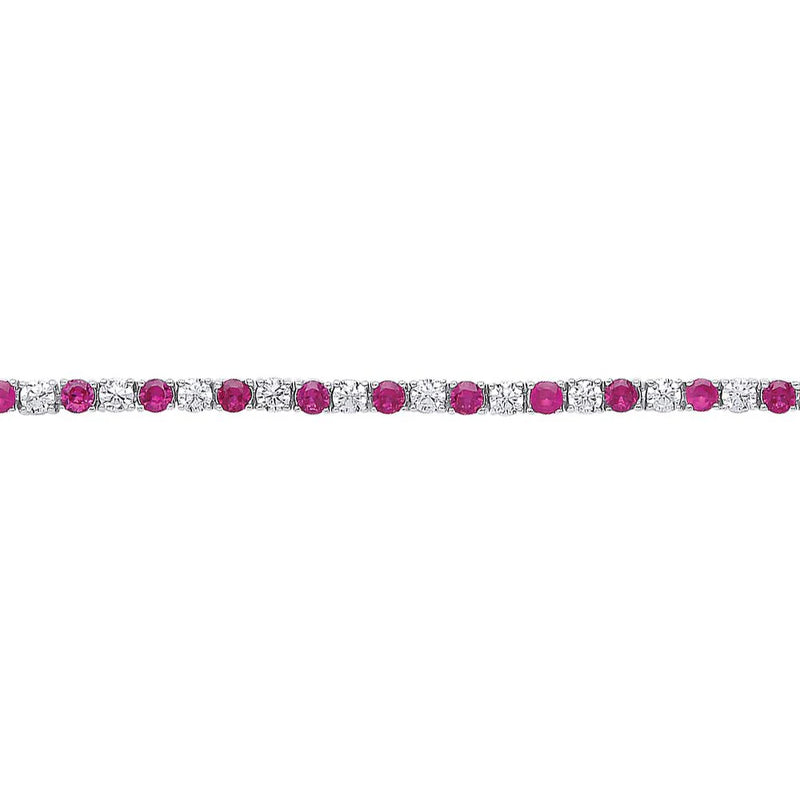 Sterling Silver Tennis Bracelet 3mm Rose Red & White Cubic Zirconia