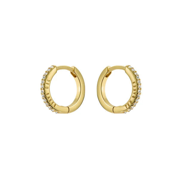 Heplie Gold Tone Crystal Hoop Earrings