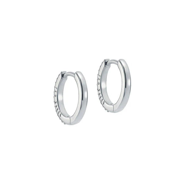 Heplie Silver Tone Crystal Hoop Earrings