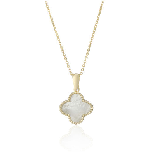 Mother of Pearl Clover Pendant 9ct Yellow Gold