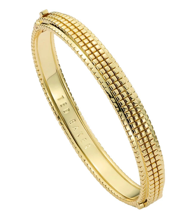 Cherlie Matrix Hinged Bangle Gold Tone