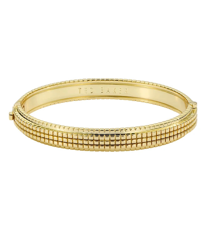 Cherlie Matrix Hinged Bangle Gold Tone