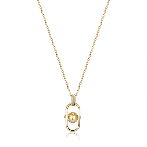 Gold Orb Link Drop Pendant Necklace