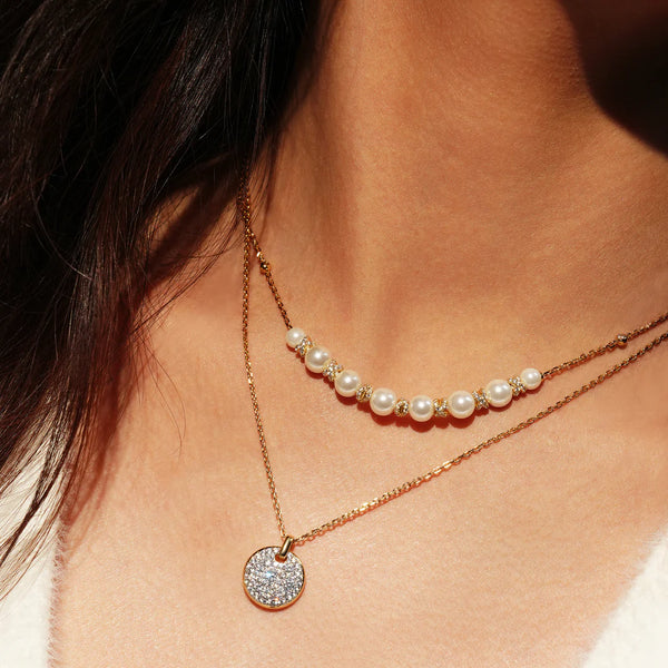 Zoom Gold Sparkling Braided Shell Pearl Necklace