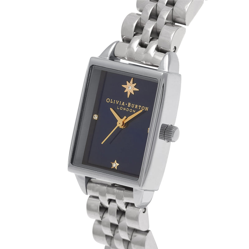 Celestial Rectangular Blue & Silver Bracelet Watch